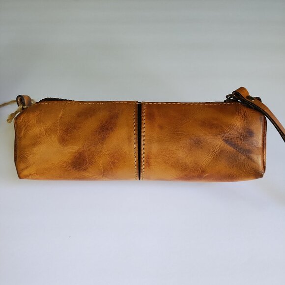 Patricia Nash Isla Oblong Case Riot Rust Leather Pencil Cosmetic Bag NWT - Picture 4 of 16